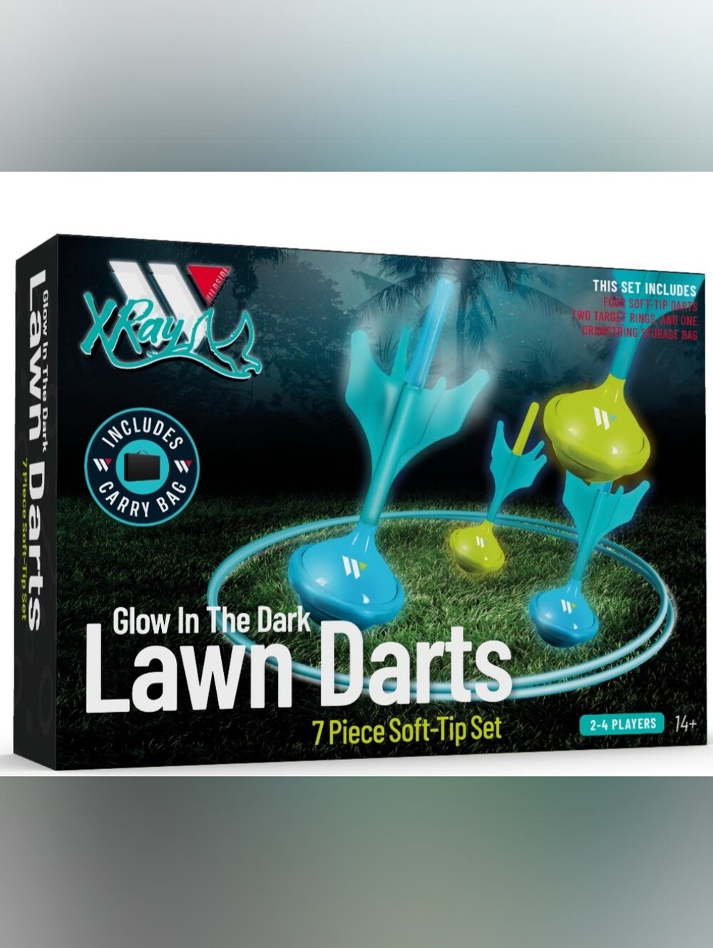 Glow In The Dark Lawn Darts 7-Piece Set - Blue & Lime -